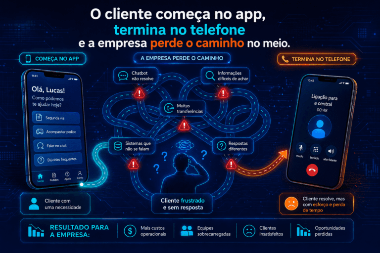 O cliente começa no app, termina no telefone e a empresa perde ocaminho no meio